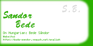 sandor bede business card